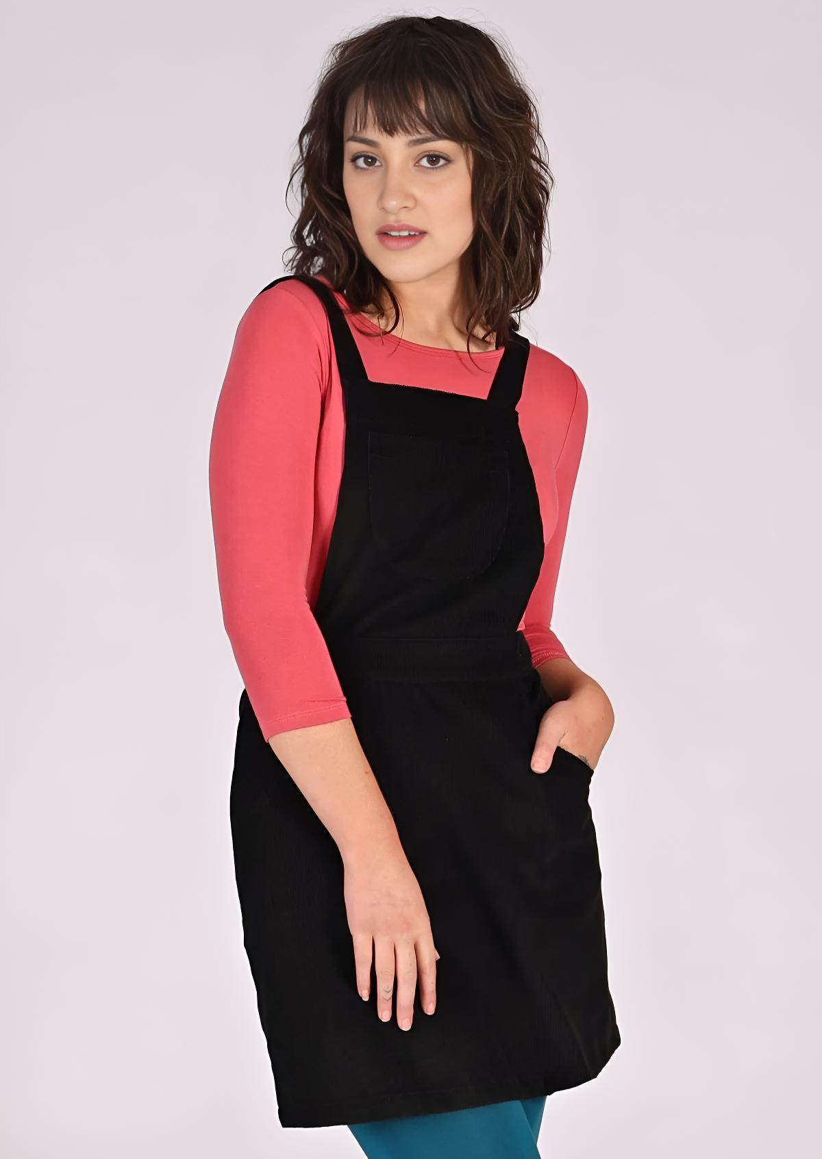 Pinafore Corduroy Dress Black