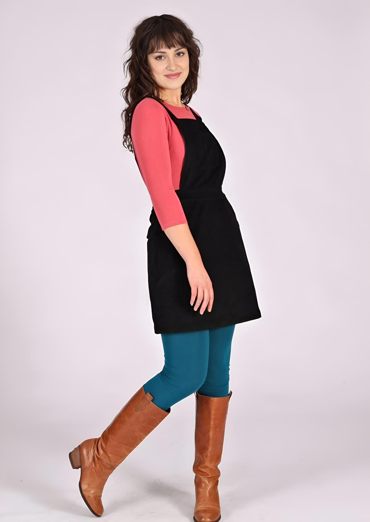 Pinafore Corduroy Dress Black