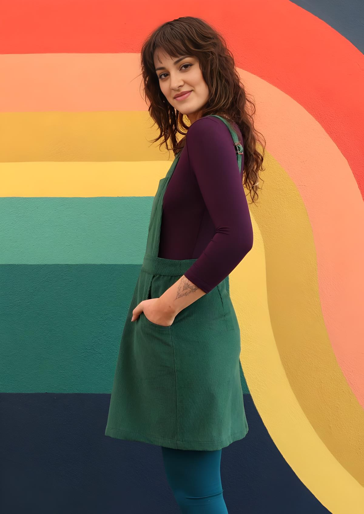 Pinafore Corduroy Dress Hunter Green