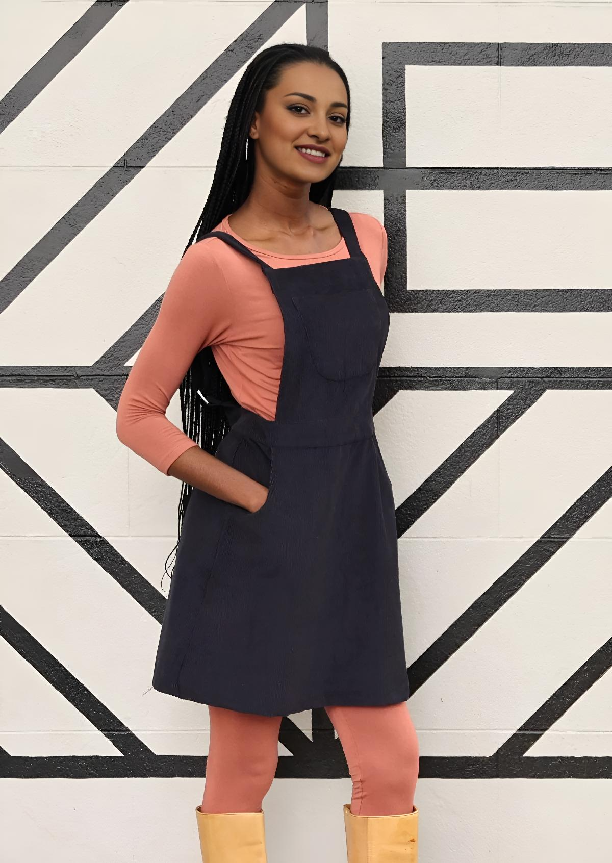 Pinafore Corduroy Dress Outer Space