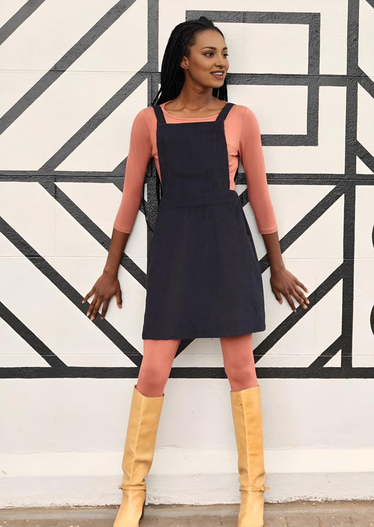 Pinafore Corduroy Dress Outer Space