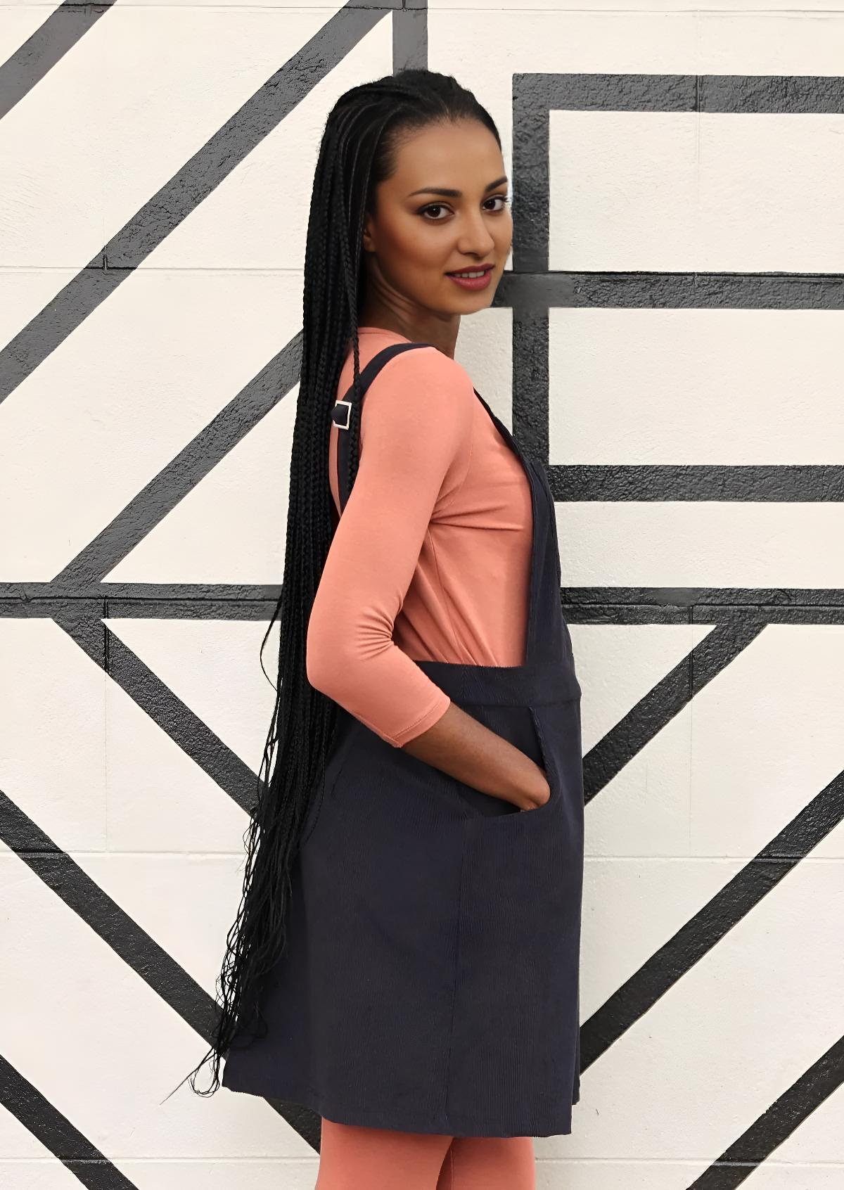Pinafore Corduroy Dress Outer Space