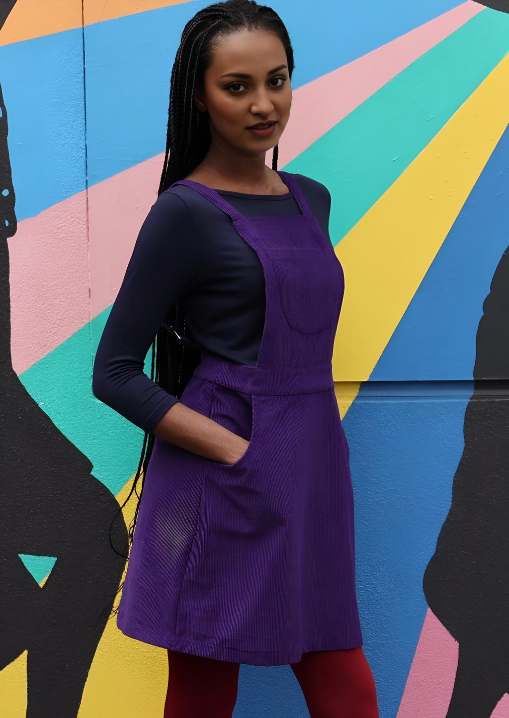 Pinafore Corduroy Dress Purple