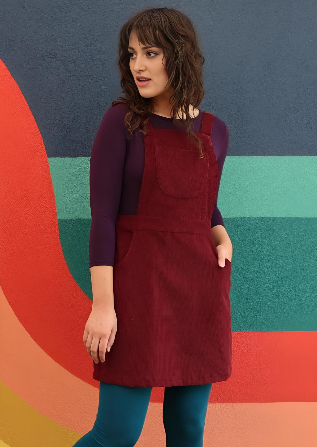 Pinafore Corduroy Dress Zinfandel
