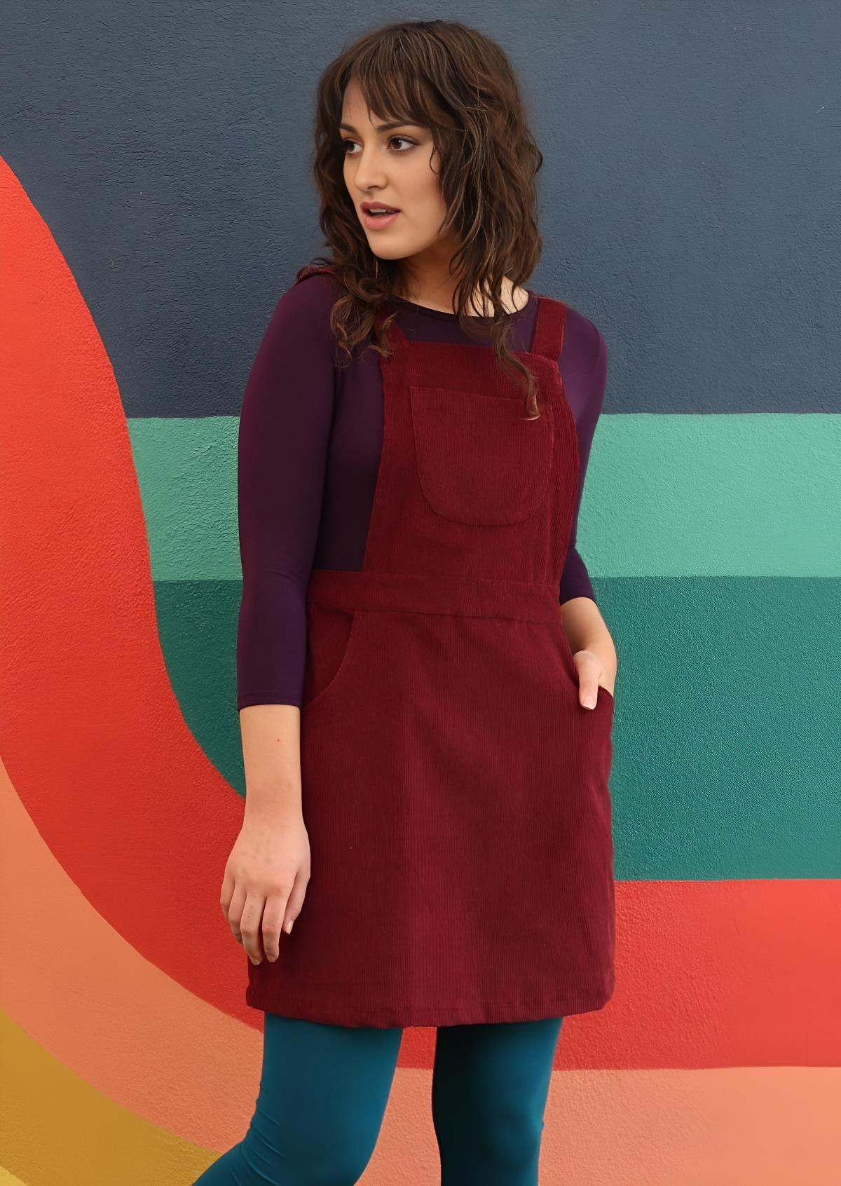 Pinafore Corduroy Dress Zinfandel