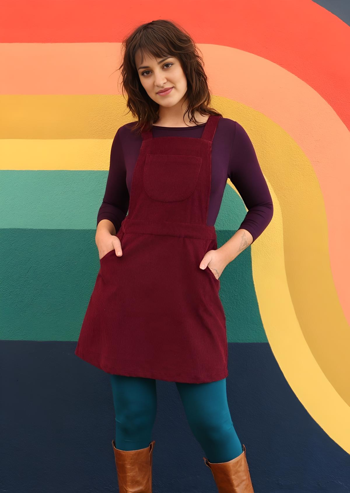 Pinafore Corduroy Dress Zinfandel