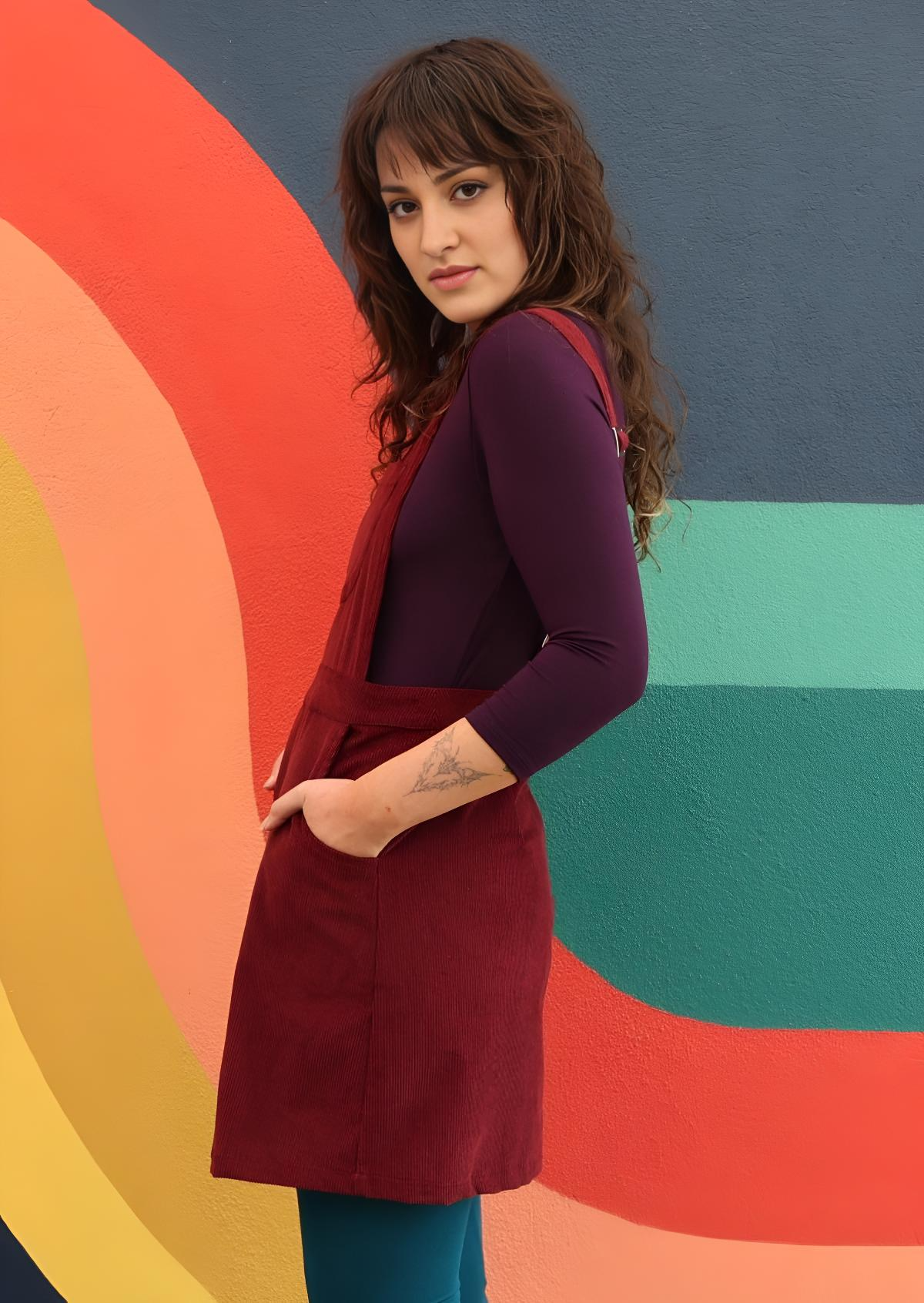 Pinafore Corduroy Dress Zinfandel