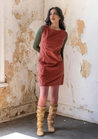 Poly Pocket Tunic Corduroy Burnt Henna