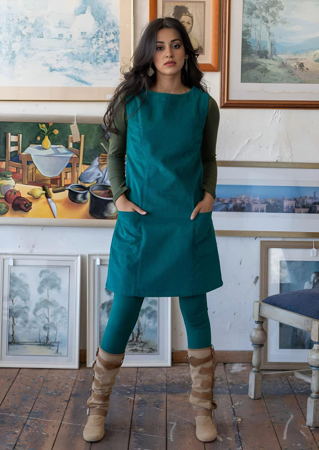 Poly Pocket Tunic Corduroy Teal