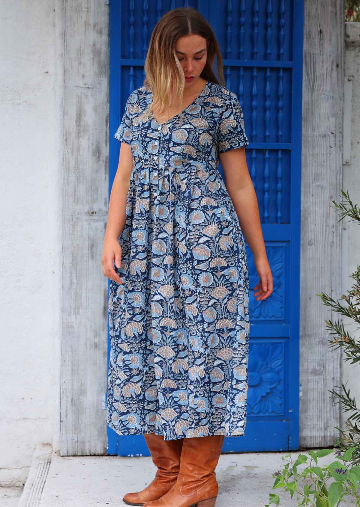 Float around this spring and summer in the Promenade Dress Dahlia in beautiful blues