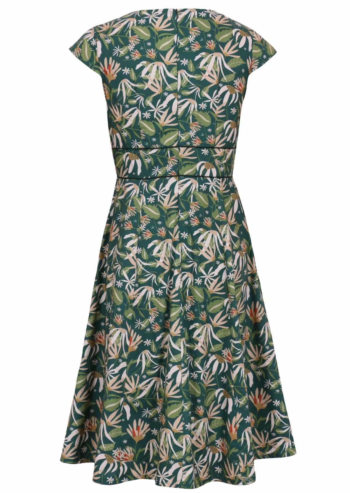 green 100 percent cotton scoop neck retro dress with pockets back