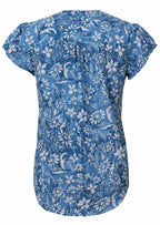 Back Mannequin photo of cotton cap sleeves and small gathering in the centre of the shoulders at the back