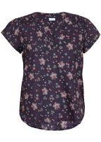 Capped sleeve cotton blouse in an Indian floral print 