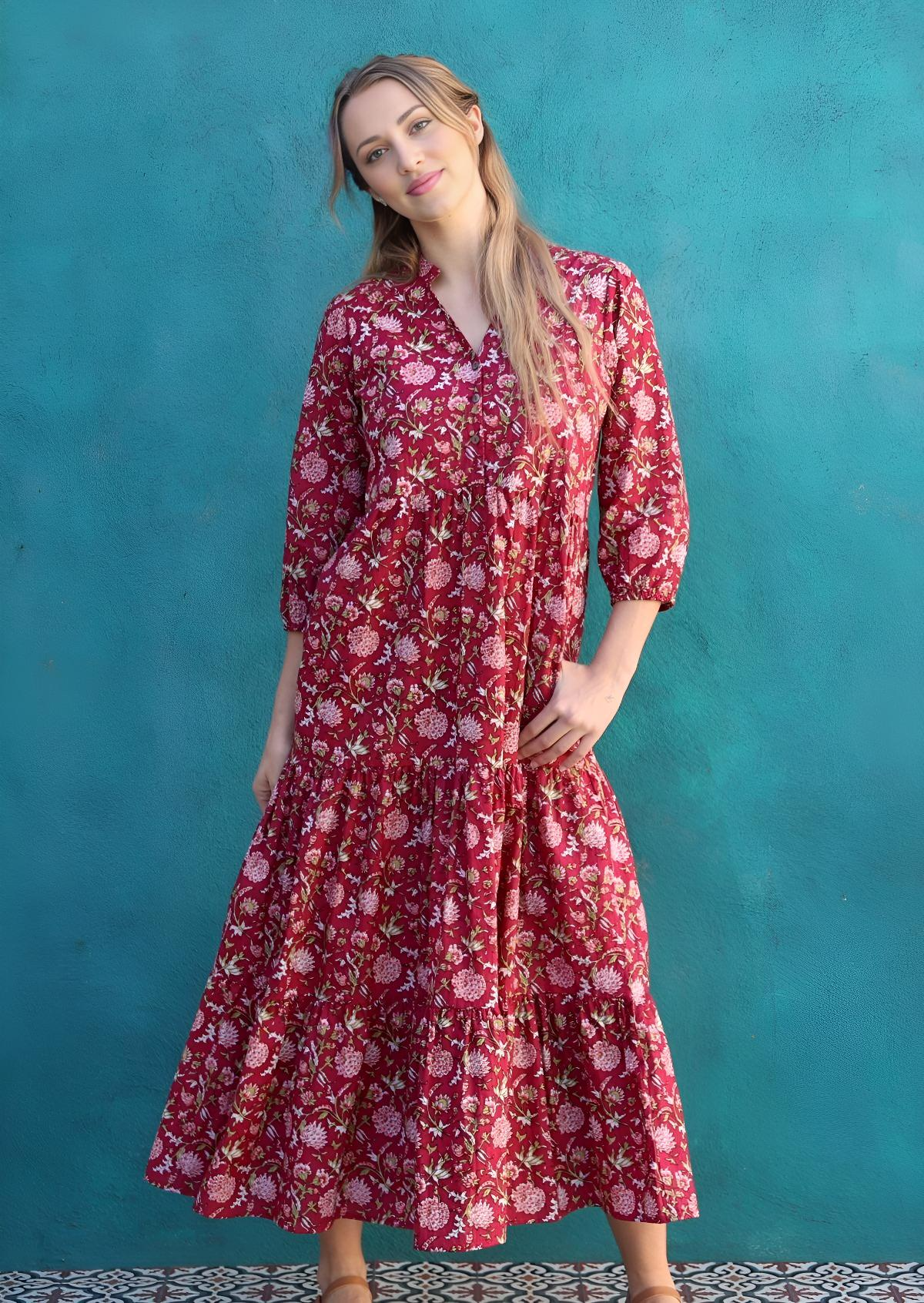 Tiered Maxi Dress Cranberry