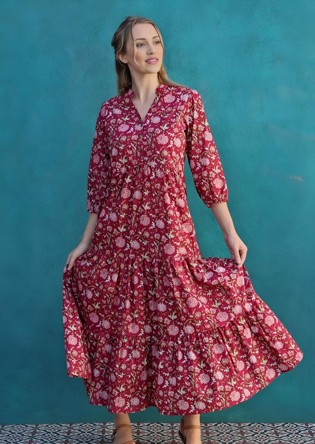 Tiered Maxi Dress Cranberry