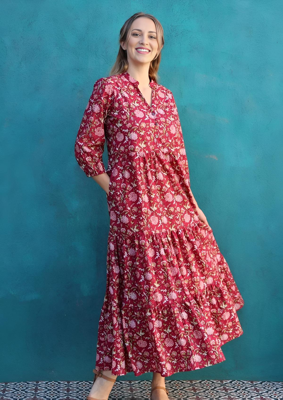 Tiered Maxi Dress Cranberry