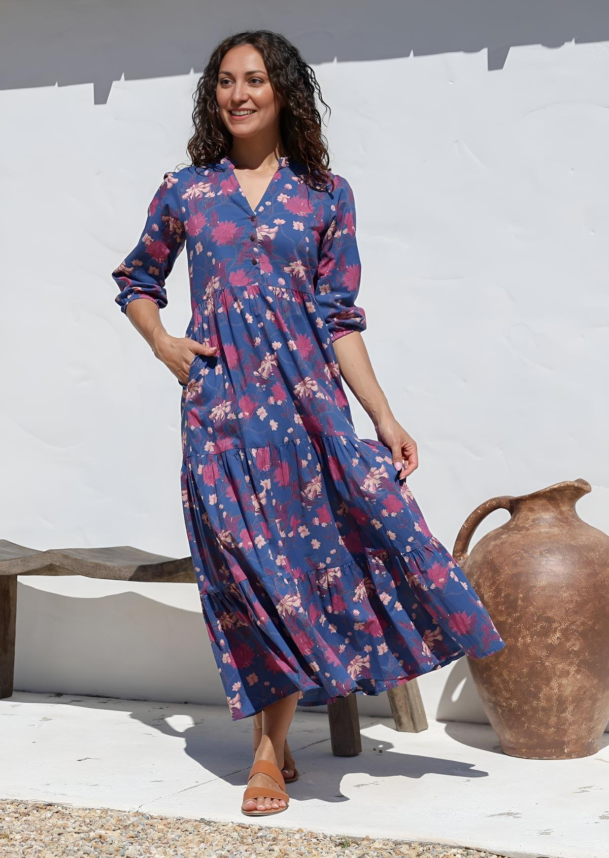 Tiered Maxi Dress Moon Flower