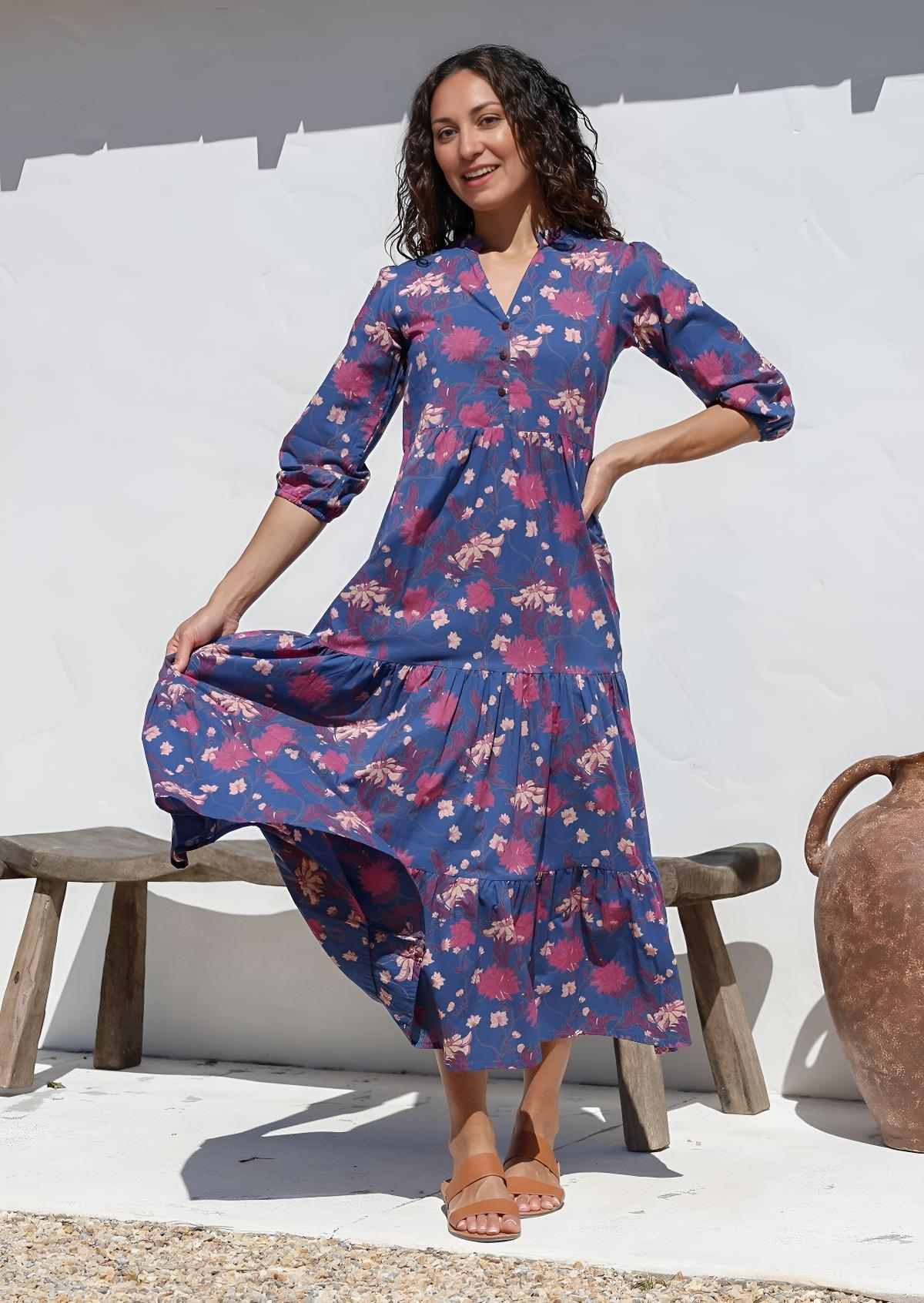 Tiered Maxi Dress Moon Flower