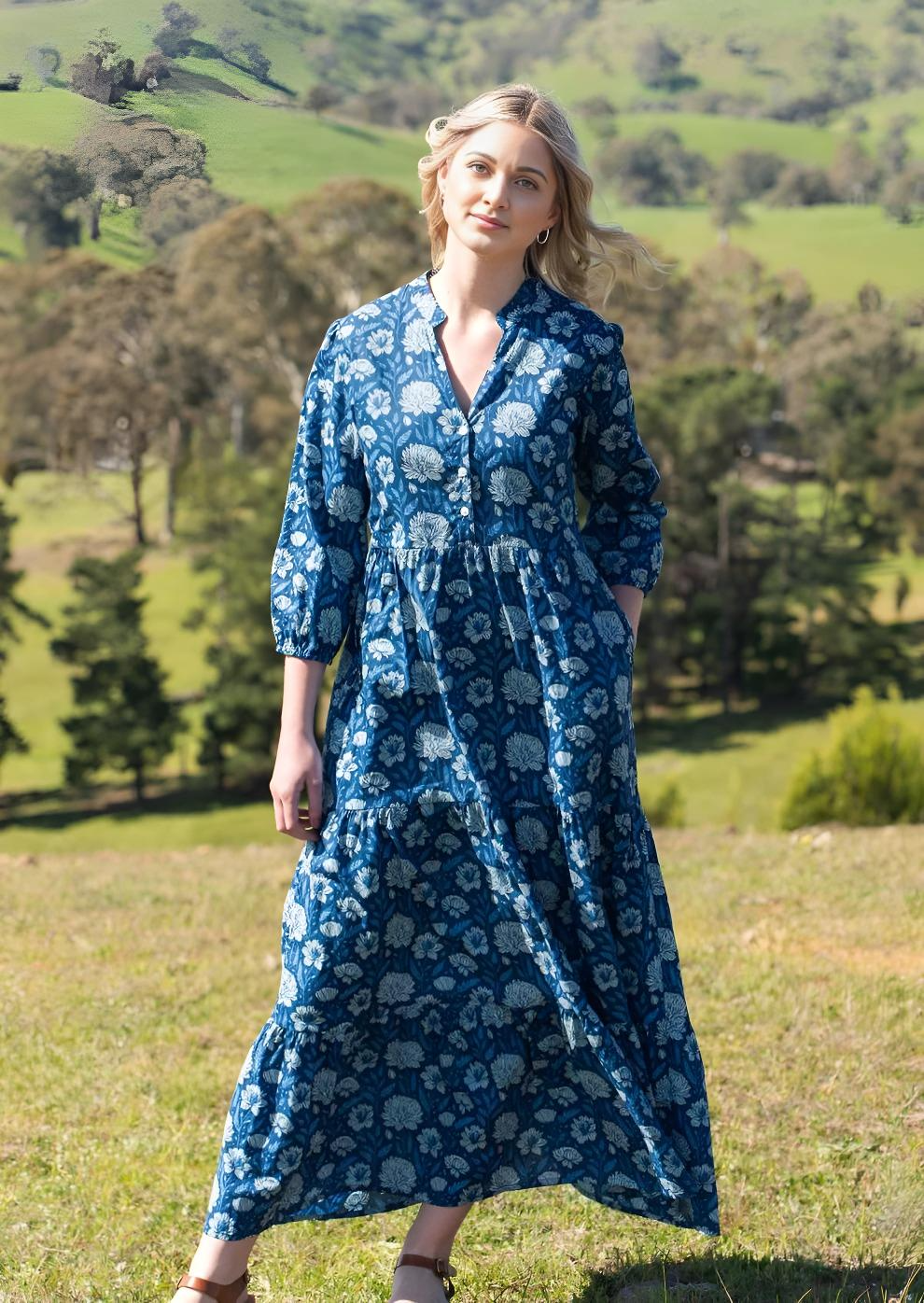 Tiered Maxi Dress Blue Meadow