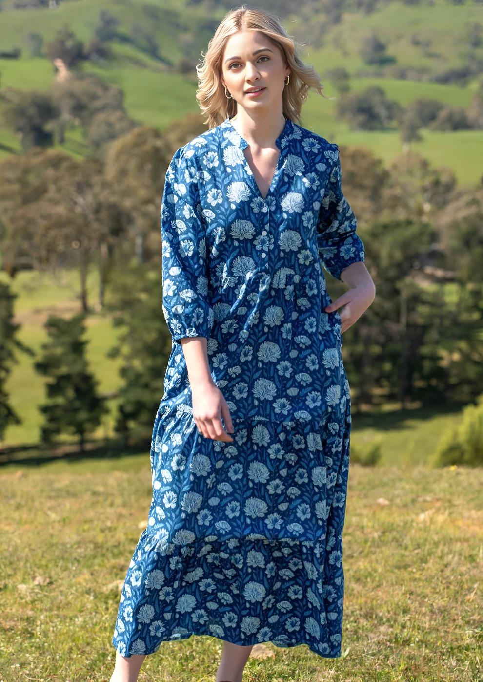 Tiered Maxi Dress Blue Meadow