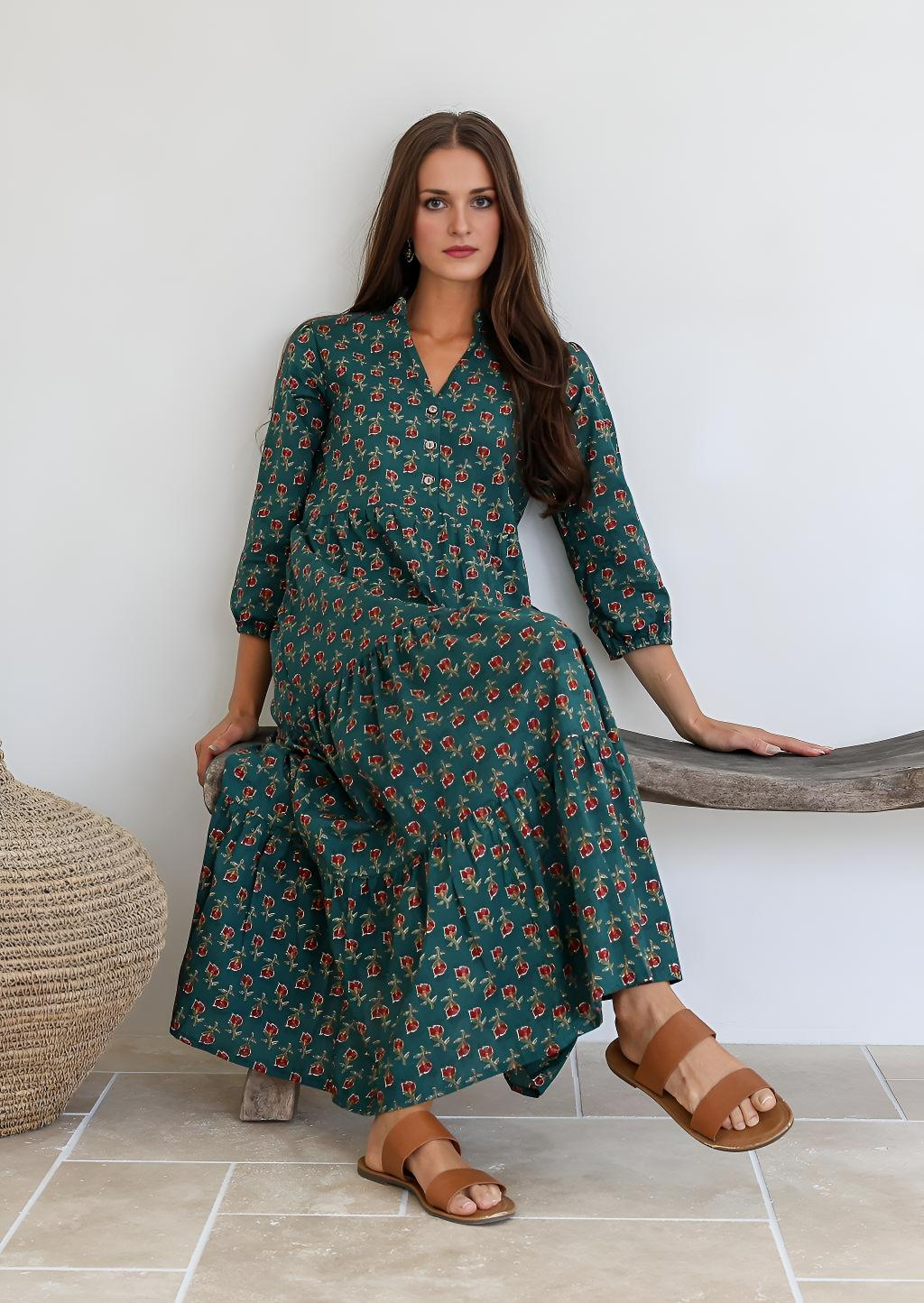 Tiered Maxi Dress Evergreen