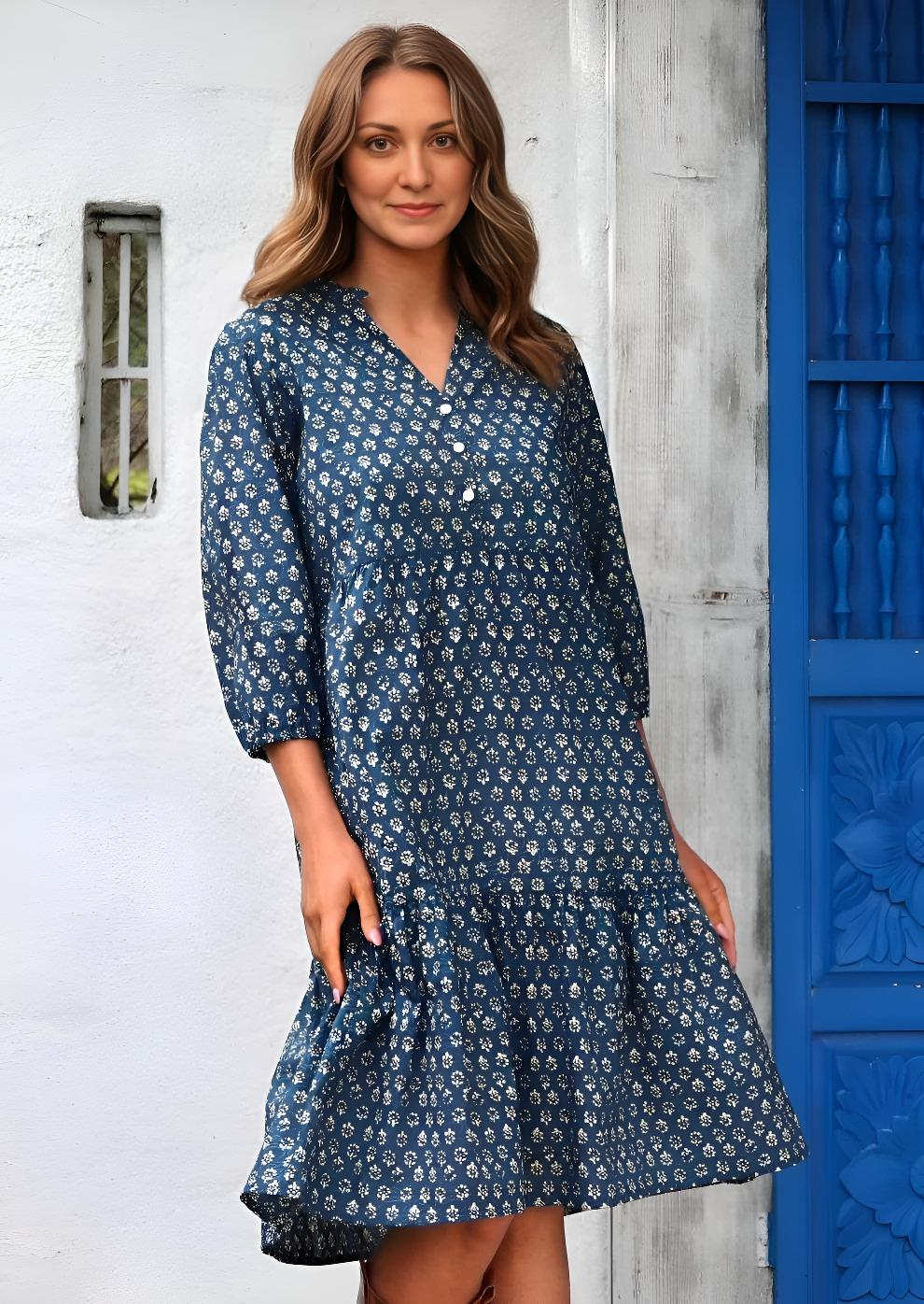 Tiered Midi Dress Bluebell