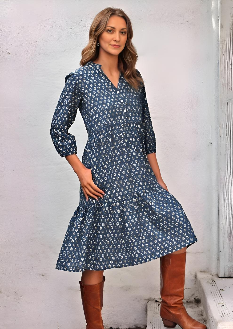 Tiered Midi Dress Bluebell