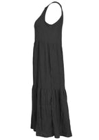 side view sleeveless midi dress