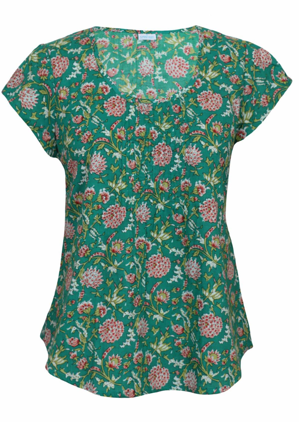 100 percent cotton short sleeve pleated top 
