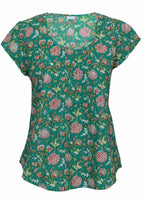 100 percent cotton short sleeve pleated top 
