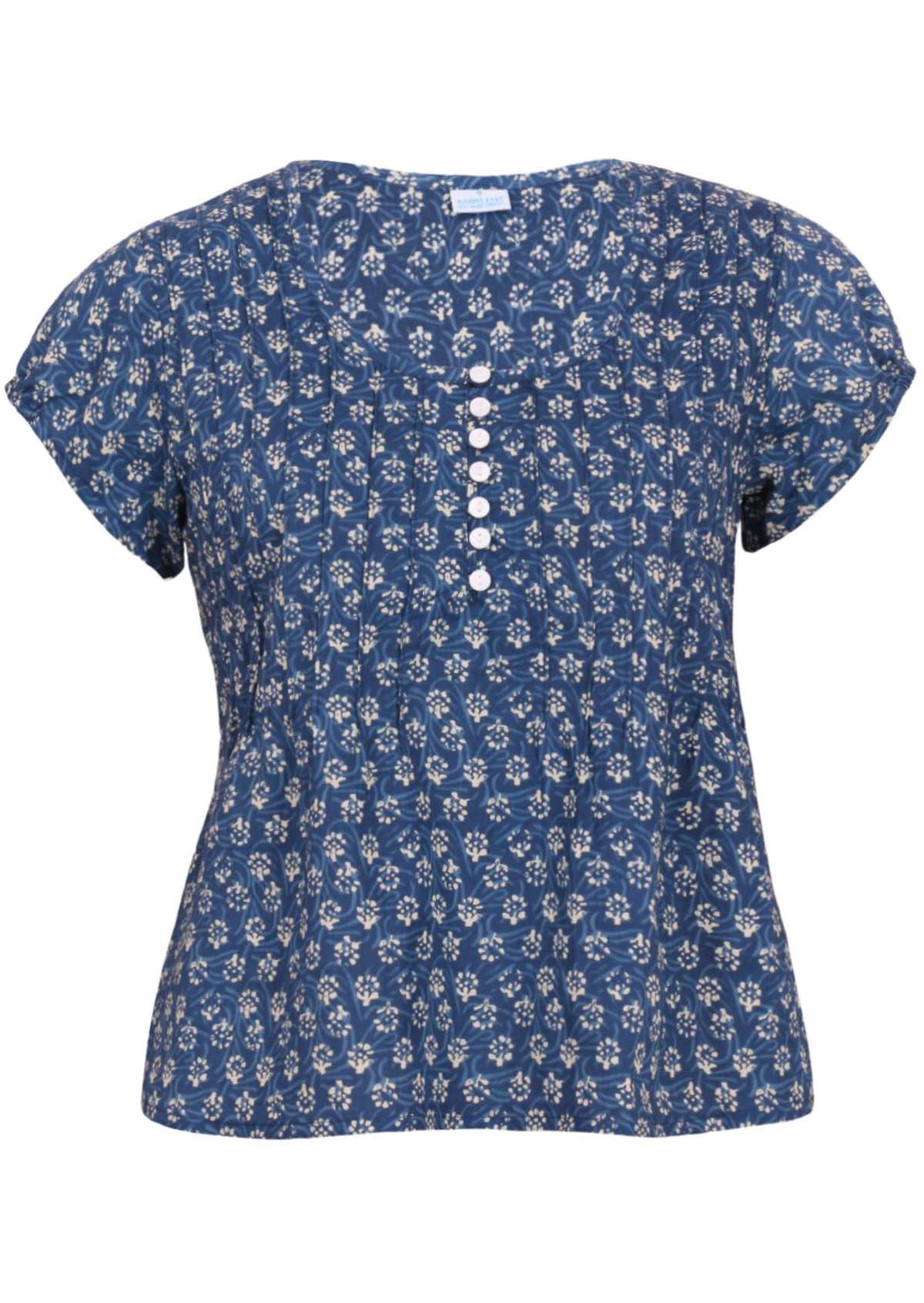 Sweet cotton short sleeve top with functional shell buttons