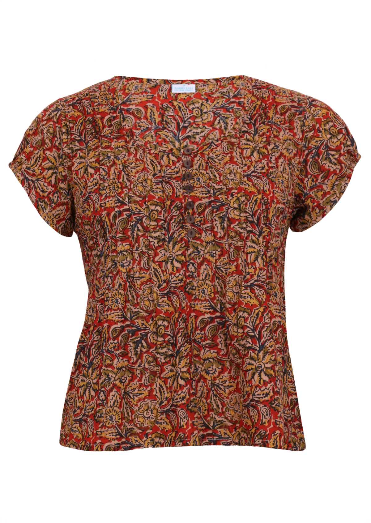 Women's 100 percent cotton Indian block print blouse with buttons