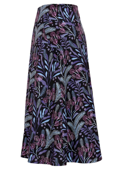 Hidden side zip and wide waistband cotton skirt