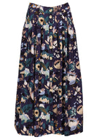 Button through midi length cotton skirt with pockets