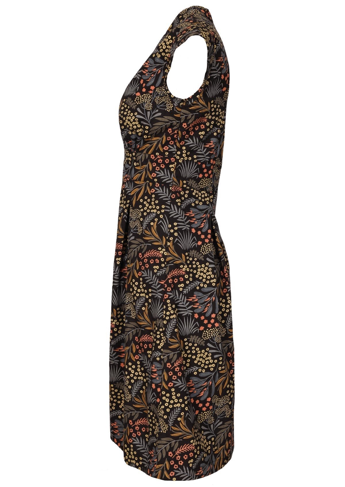 Gorgeous native floral print in earthy tones cotton dress