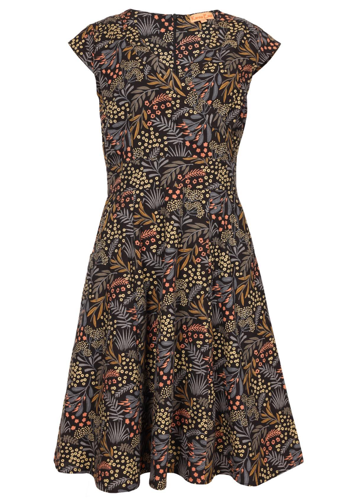 100% cotton retro dress with cross-over bodice and cap sleeves