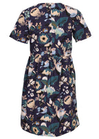 Back View Short Sleeve Knee Length Cotton Dress